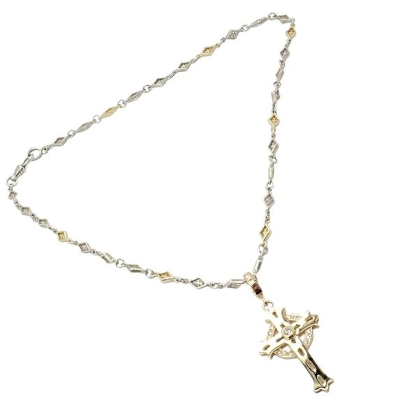 Authentic! Loree Rodkin 18k Yellow Gold + Silver Cross Diamond Necklace - Picture 5 of 12